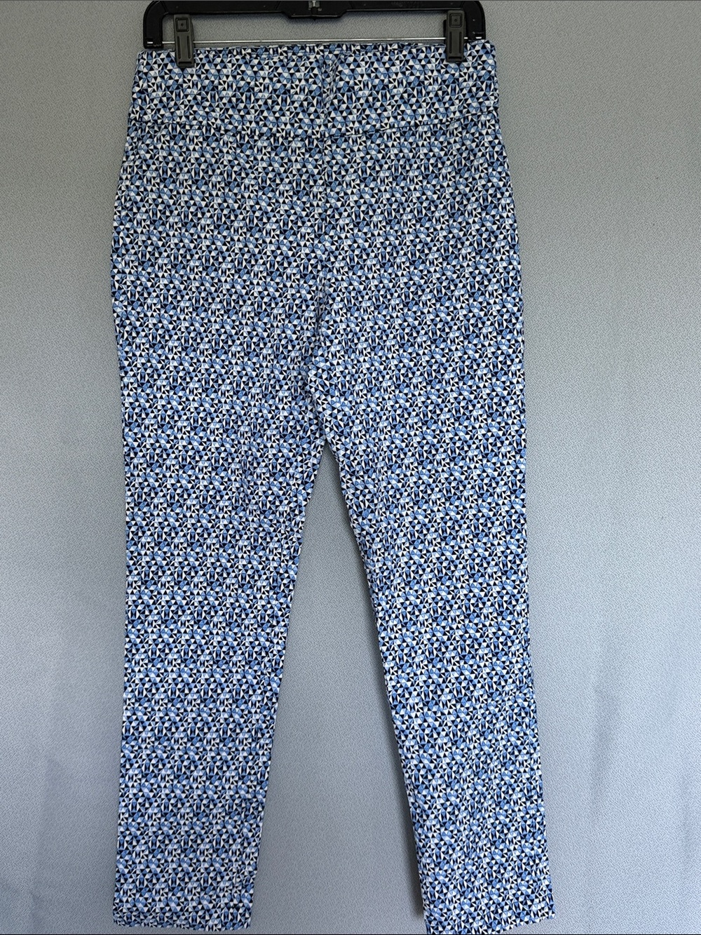 Emaline Blue Geometric Mosaic Print Ankle Pants Size 10 Stretch